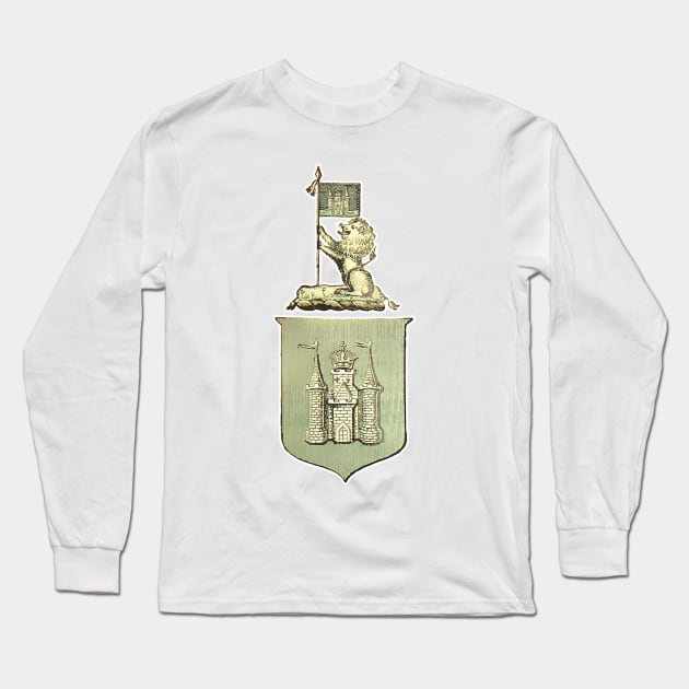 Coat of Arms with Lion and Medieval Castle Long Sleeve T-Shirt by Marccelus